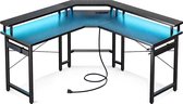 Bol.com Lugia Hoekbureau - Gaming Bureau - L-Vormig 130cm x 78cm x 48cm - Bureau - Led Verlichtingen - Krasbestendig - Monitor S... aanbieding