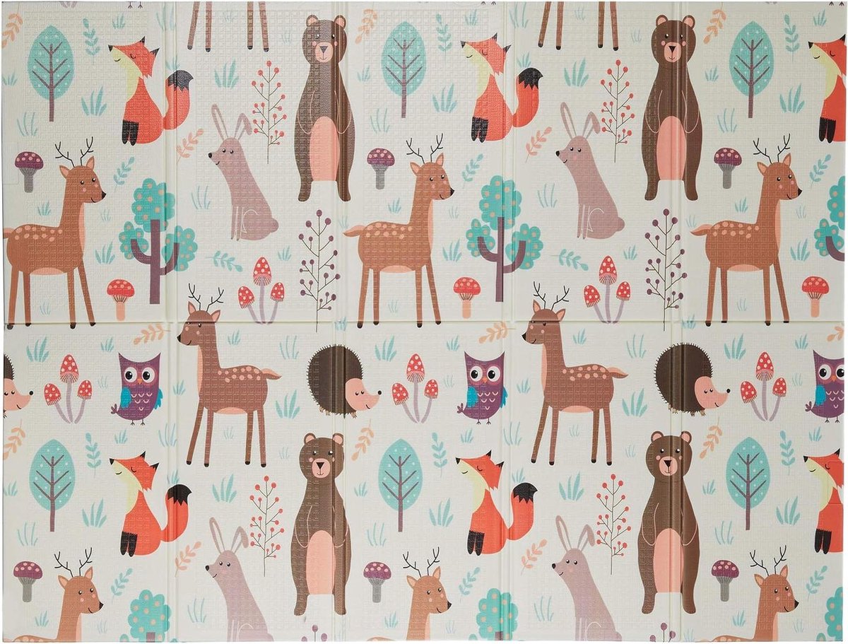 Opvouwbare speelmat dieren zonder schadelijke stoffen HBD 1x195x150 cm Schuimstof speelkleed bont Grote speelmat voor kinderen