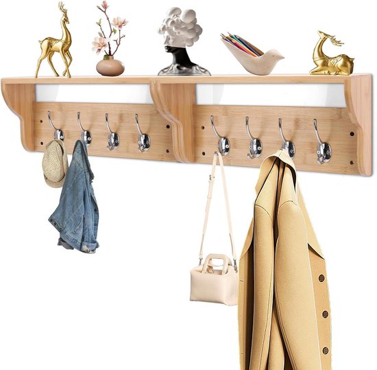 Kapstok haken met plank wandmontage - rustieke houten organizer voor entree, keuken, badkamer - kapstok hanger, hoedenrek - woondecoratie