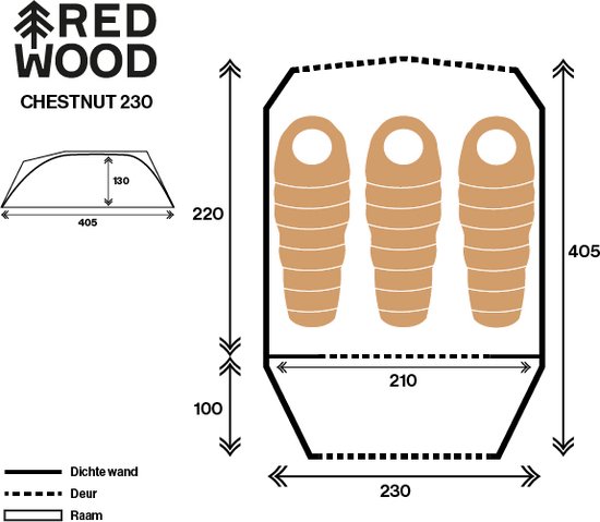 Redwood Chestnut 230 Koepeltent - Trekking Koepel Tent 3-persoons - Grijs van Redwood — afbeelding 3
