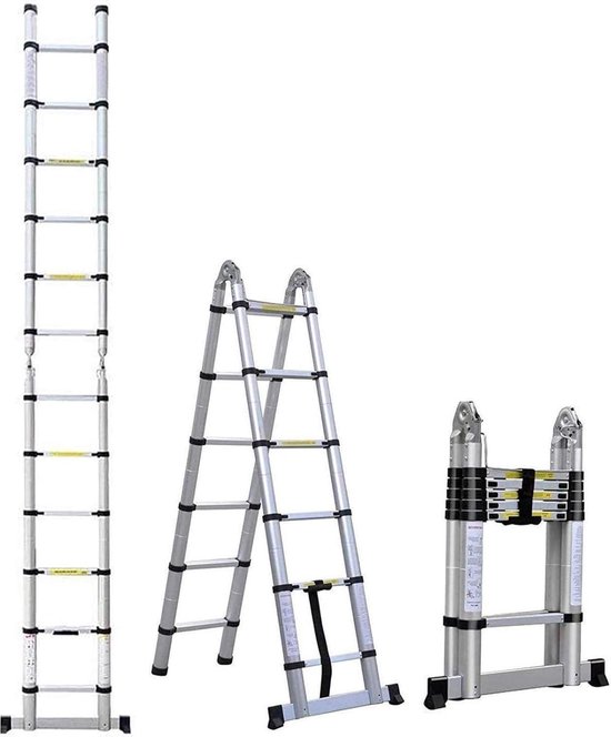 Telescopische ladder 5 meter hoogwaardig aluminium multifunctioneel ...
