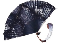 Japanse Vouwventilator - Chinese Fan - Hand Fans Voor Vrouwen - Bestrooid Goud Of Zilver - Zijde Fan Handventilatoren