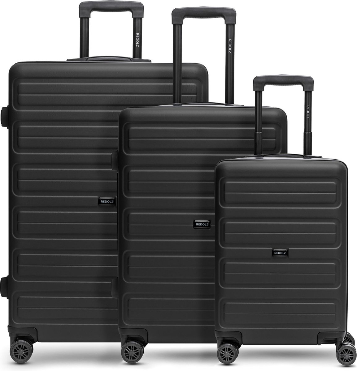 Redolz Essentials 08 3-SET 4 wielen Kofferset 3-delig - Harde bagage - TSA slot - black 2