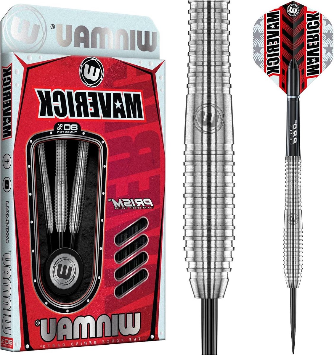 21-25 gram professionele Tungsten dartset met flights en stelen (schachten) - Maverick - Steeltip darts