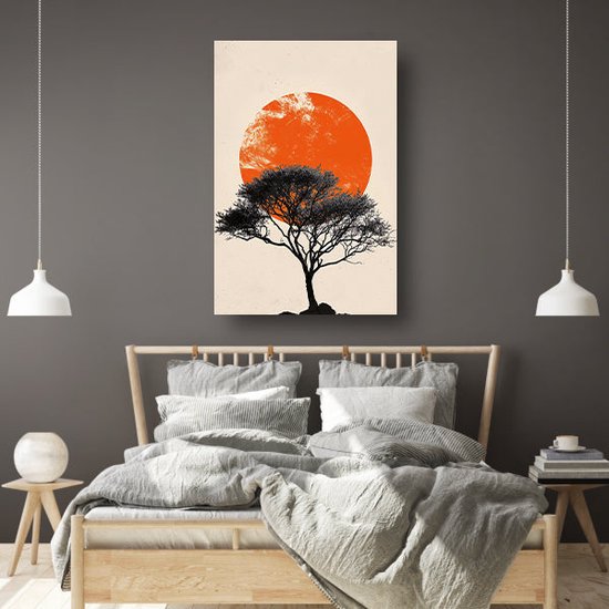 Boom muurdecoratie - Natuur wanddecoratie - Glas schilderij Maan - Moderne schilderijen - Plexiglas - Kunstwerken schilderij acrylglas 60x90 cm