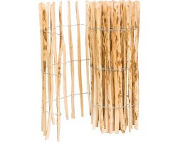 BOGATECO houten hek hazelnoot kastanje | Houten hekwerk 90 cm hoog & 500 cm lang | Lattenafstand 7-8 cm |