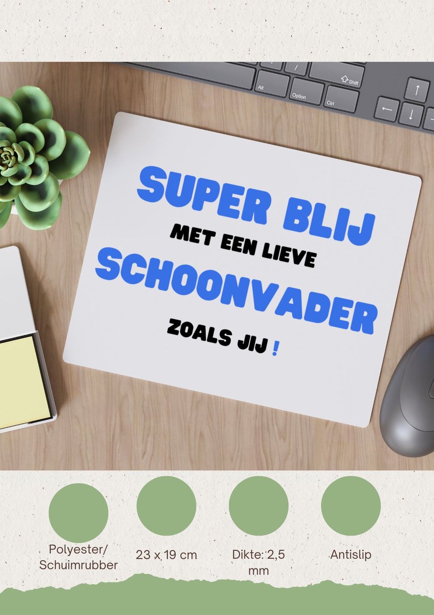 Akyol - super blij met een lieve schoonvader zoals jij Muismat - Papa - de liefste schoonvader - vader cadeautjes - vaderdag - verjaardag - geschenk - kado - 23 bij 19 cm