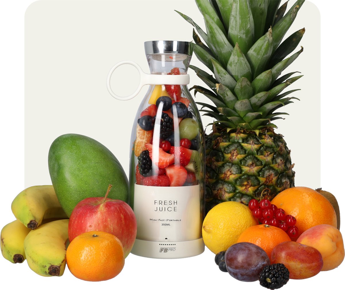 Witte Draadloze Blender To Go - Smoothie maker voor onderweg! - Draagbare mini blender wit- Mixer voor smoothies - Draadloos opladen mogelijk! - Handmixer voor gezonde drankjes