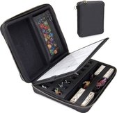 Lapi Toys - Dnd opbergmap - Dnd opbergbox - Dobbelsteenbak - Opbergmap - Voor 16 miniaturen - Meerdere compartimenten - 32 x 26 x 8 cm - Katoen - Zwart