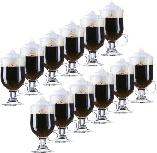 De Perfecte Irish Coffee Maken: Een Stap-voor-Stap Gids 18 12x Irish Coffee glazen Opal transparant 240 ml - Koffie glazen hardglas 240 ml