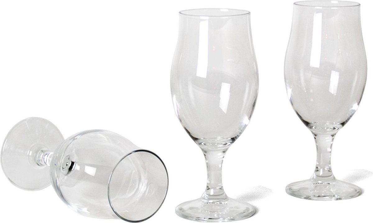 Bormioli Bierglazen Speciaalbier op voet - 520 ml - 20 cm - 3x stuks - Hoge luxe glazen