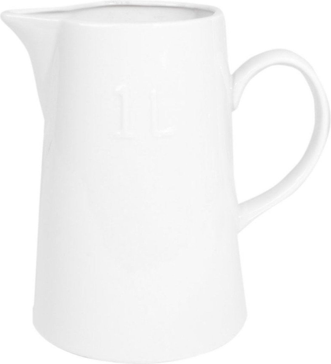 Svenska Living Schenkkan - porselein - 1 liter - wit - waterkannetje - 18 cm - karaf