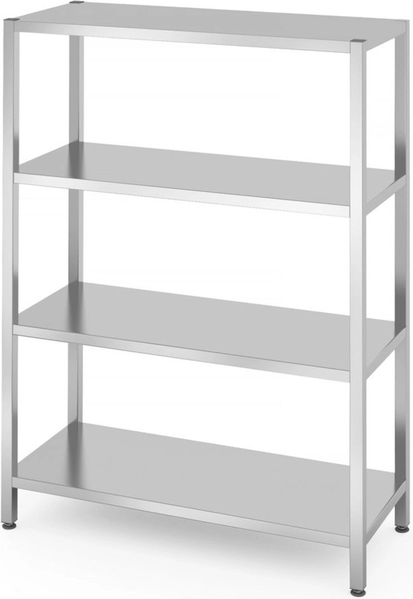 HENDI Opbergrek met 4 verstelbare planken – roestvrij staal – 1200x600x1800 mm