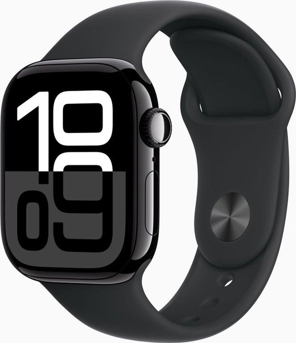 Afbeelding 2 van Apple Watch Series 10 - Wifi - 42mm - Zwarte Aluminium Case met Zwart Sportbandje - M/L