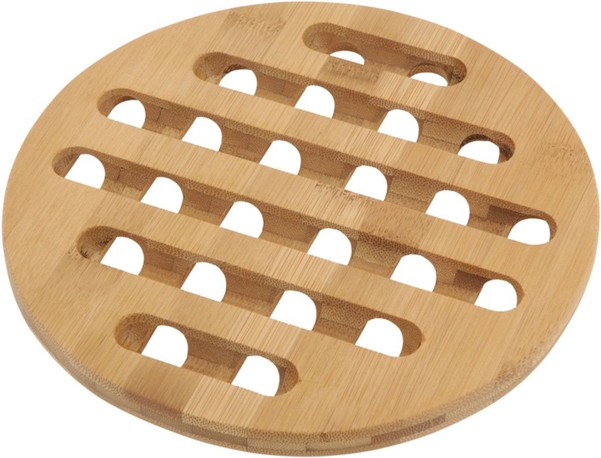 Pannenonderzetter - 4x - bamboe hout - D20 x H1 cm - hittebestendig