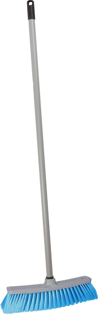 Brumag zachte bezem voor binnen - bezemkop turquoise - breedte 35 cm - steel 130 cm - voor alle vloeren - zachte haren - kunststof