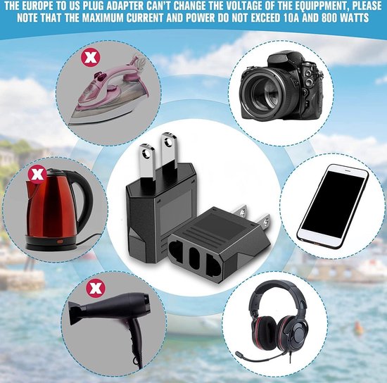 2 stuks reisadapters Japan, 5-in-1 EU naar Japan adapter stopcontact met 2 USB C en 2 USB A, reisadapter reisstekker type A voor JP, USA, Thailand, China, Canada