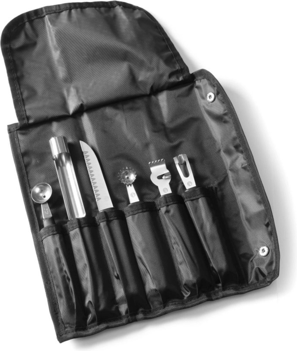 Hendi Decoratie Messenset Professional - 6 Delig - Decoratiemessen met Opbergtas - 28x10x(H)5cm