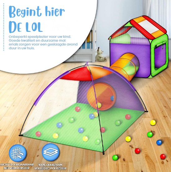 PaLulli® Tipi-tent voor kinderen van 100% katoen met knuffelmat, anti- instortsysteem [stabiel], campinghanglamp en 2 decoratieve kussens, tipi- kindertent, theepee speeltent (beige