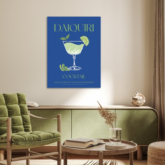 Affiche 60x80 cm - Cocktail - Daiquiri - Blauw - Rétro - Posters - Décoration murale cuisine - Décoration murale salon - Accessoires décoratifs - Décoration murale chambre