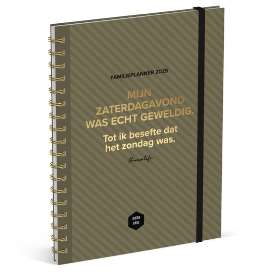 Foto: Lannoo graphics 2025 jaaragenda familie agenda 180 x 240mm met metalen spiraal reeks mama baas design zaterdagavond