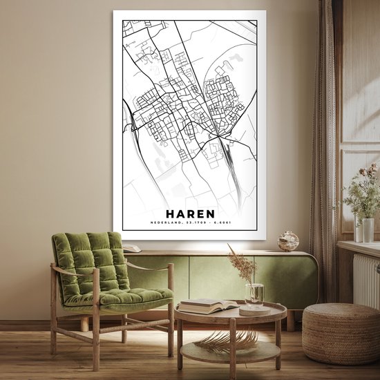 Carte Poster - Cheveux - Zwart - Wit - 120x180 cm XXL
