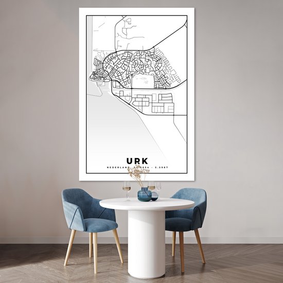 Poster Carte - Urk - Zwart - Wit - 120x180 cm XXL