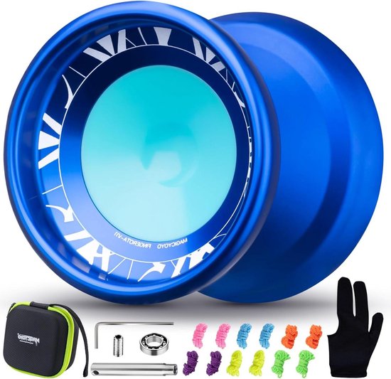 Foto: V11 finger spin professionele ongevoelige yoyo voor gevorderden twee doels yoyo met gevoelig lager voor kinderen en beginners handschoen 12 yoyo snaren opbergkoffer