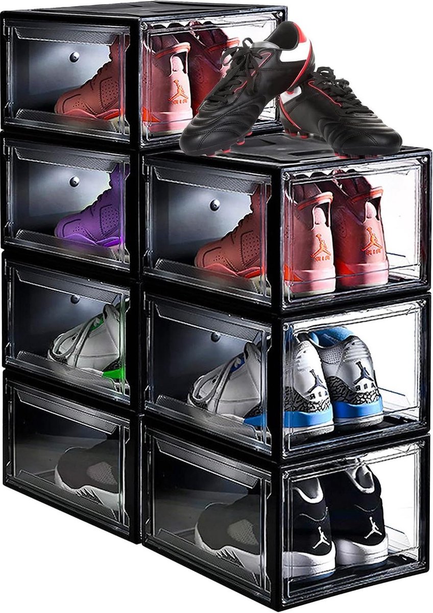 Schoenendozen Transparant, 12 Stk Opbergdozen Voor Schoenen Schoenenorganizer Schoenopslag Opvouwbaar En Stapelbaar Kunststof 25x19x35 Cm Srx12tp