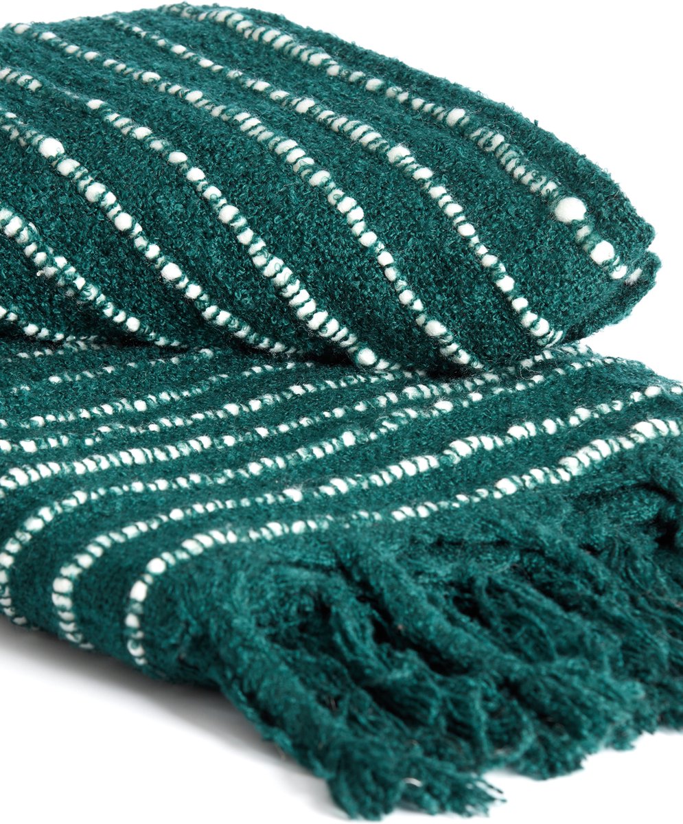 Light&living Plaid 170x130 cm ALCOBA donker groen+wit