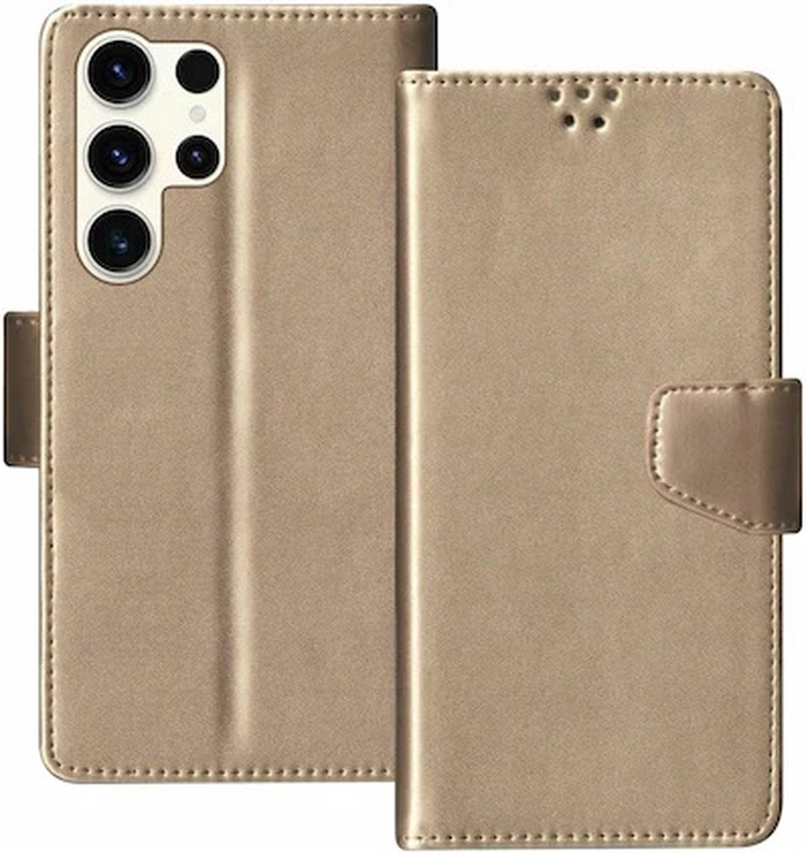 Samsung S23 Ultra Hoesje Met Pasjeshouder Bookcase Goud