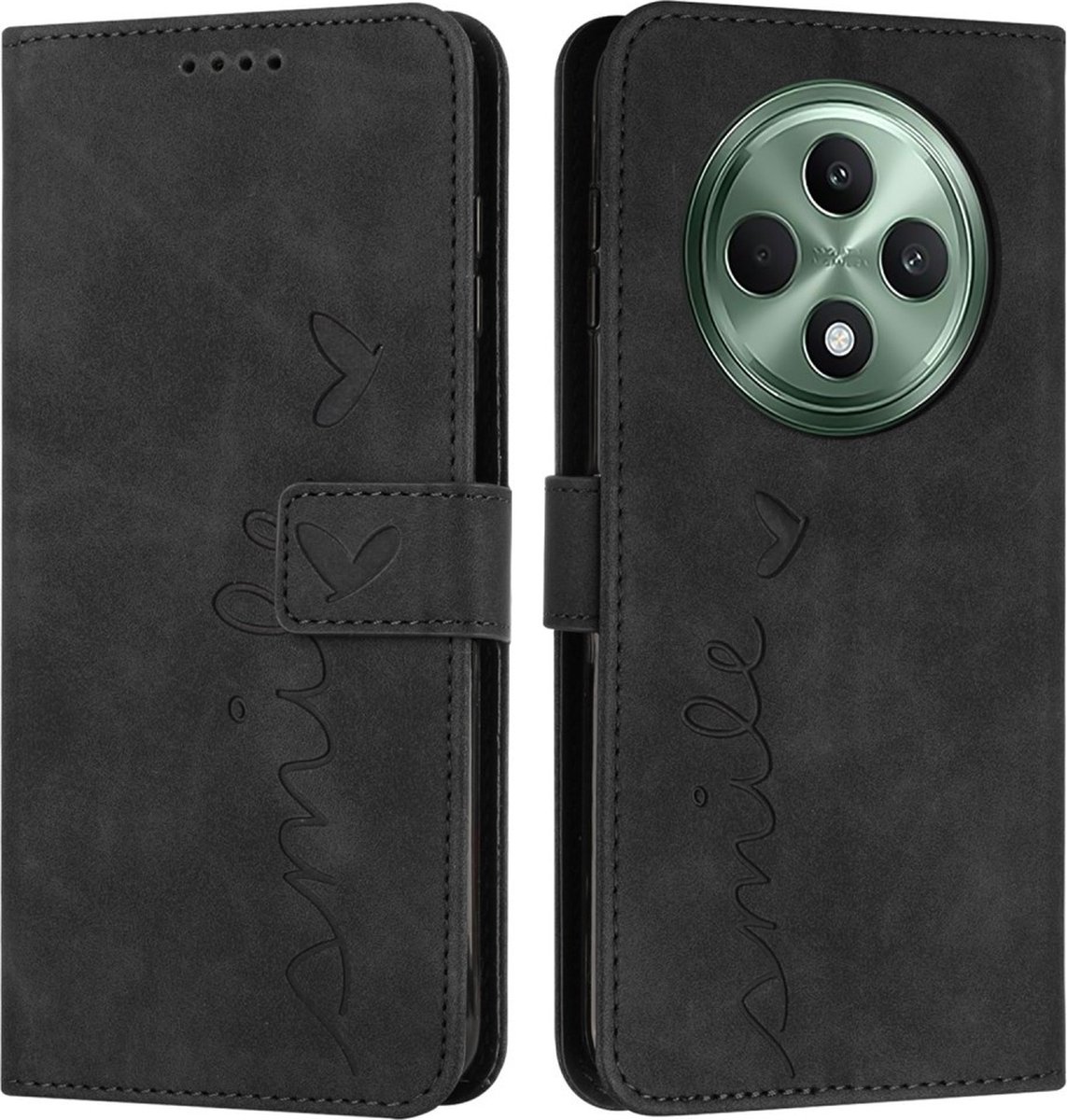 Coverup Hoesje - Geschikt voor OPPO Reno12 F 5G Hoesje - Coverup Smile Book Case - Zwart