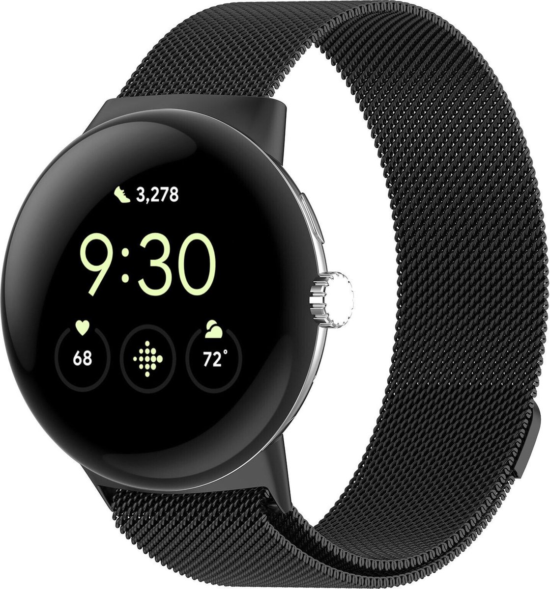 Strap-it Milanees smartwatch bandje - geschikt voor Google Pixel Watch 3 - 45mm (zwart)