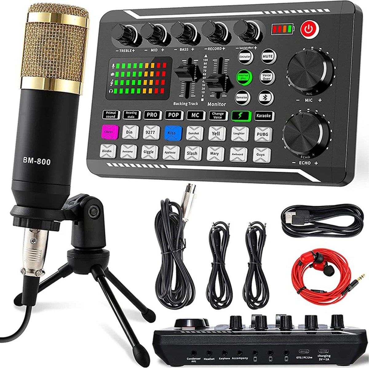 Complete Podcast Uitrusting - Condenser Microfoon met Tripod Statief en Professionele Audio Mixer voor Streaming, Broadcast en Opnemen - Podcast Set, Microfoon Bundel