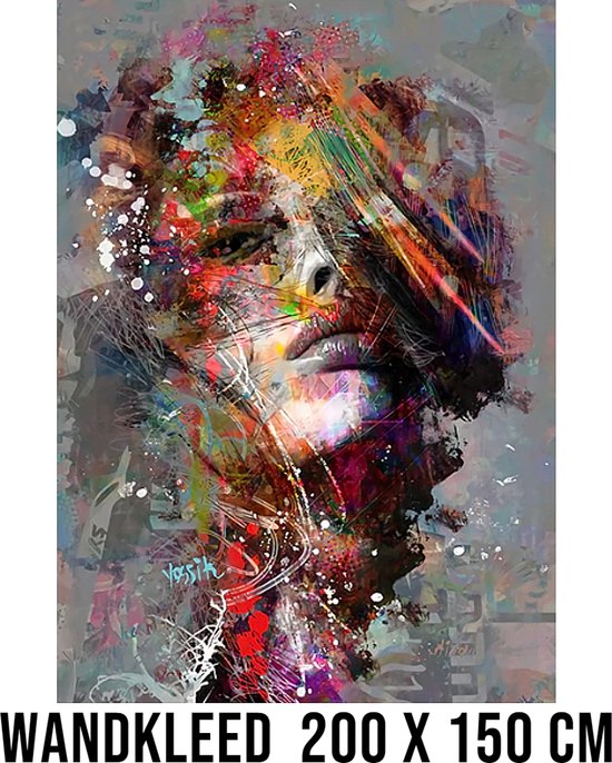 Allernieuwste.nl® Sterke Zelfstandige Vrouw Wandkleed Wandtapijt Wanddecoratie Muurkleed Tapestry - Abstract Graffiti - Kleur - 200 x 150 cm