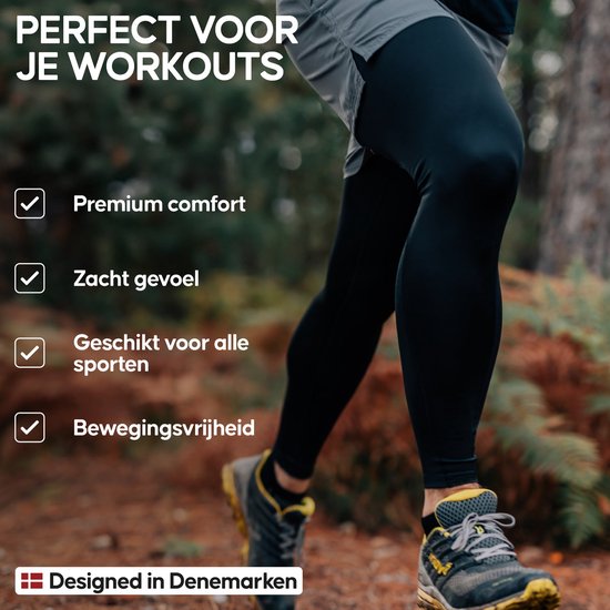 Pantalon de compression DANISH ENDURANCE - Homme - Couche de base pour l'entraînement - Set de 2 - Zwart et Grijs - L