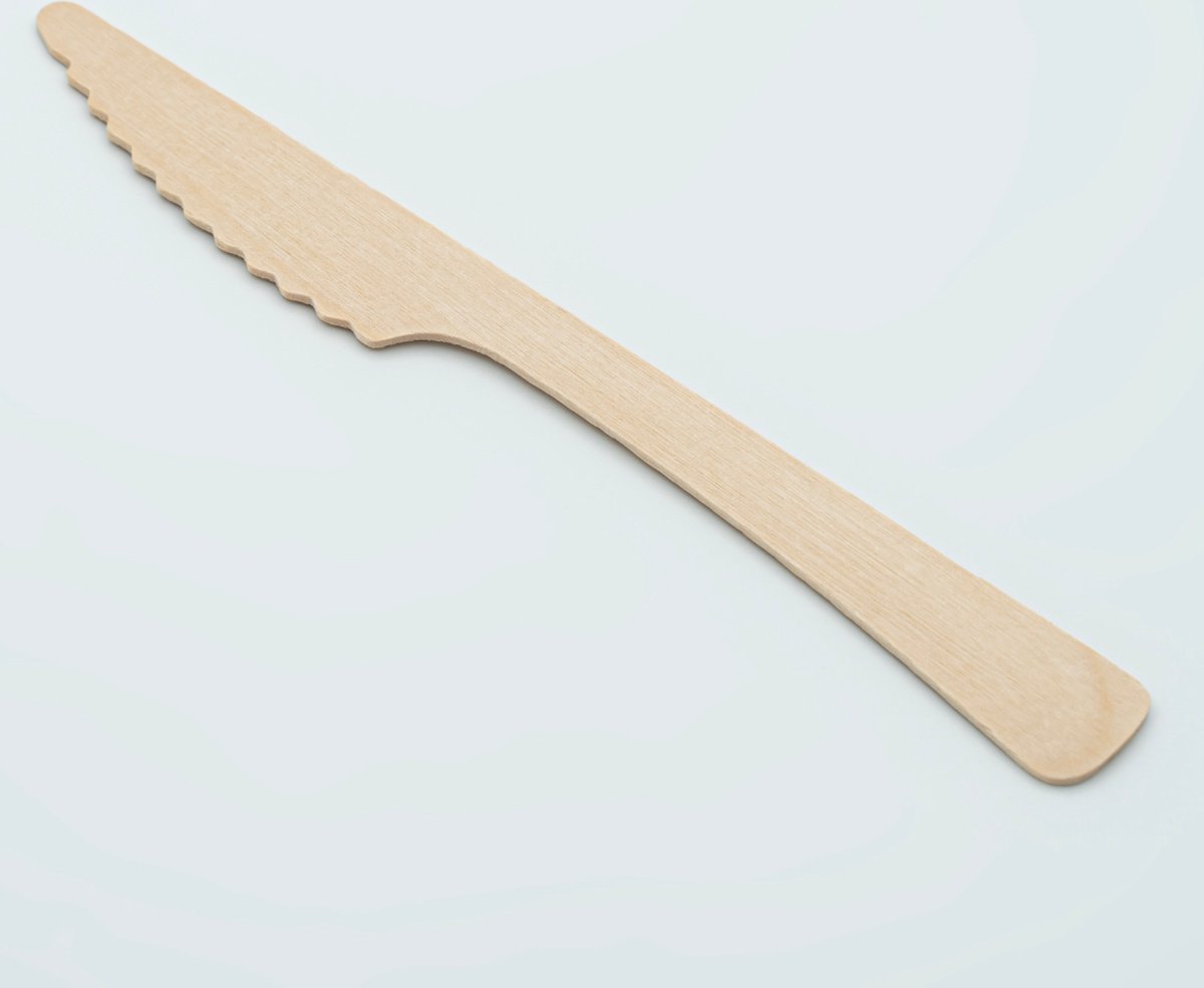PomeBio houten mes - 165 mm - gewaxt - 100 stuks