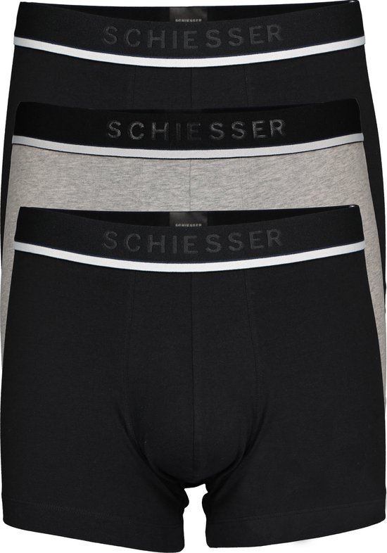 Shorts Schiesser hommes - Shorts de 3 - Zwart - Zwart - Grijs mélange - Taille L
