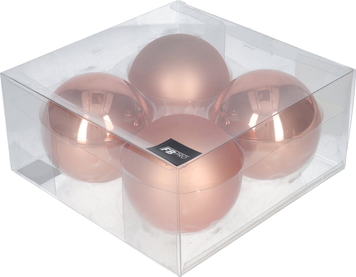 Glazen kerstballen - Set van 4 stuks/100mm - Luxe kerst decoratie - Sfeervolle kerstversiering voor in de kerstboom - Glas - Terra Sand - Rozekleurig – foto 8