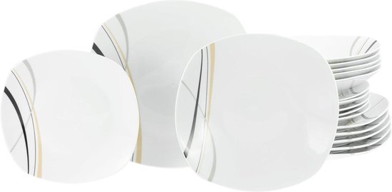 vancasso 24-delige serviessets, borden en kommenset, porseleinen schalen set voor 6 personen, magnetron- en vaatwasmachinebestendig, krasbestendig, Boheemse stijl eetgerei service voor 6, serie SIMI