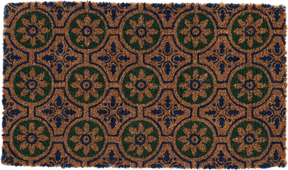 Esschert Design Deurmat kokos tegels met cirkels multi