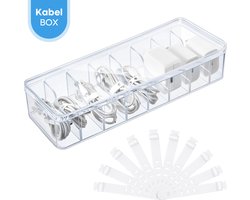 FOXLY® Kabel Organiser Transparant - Kabelbox - Kabelhouder - Kabeldoos - Kabel Management - Incl. 10 kabelbinders