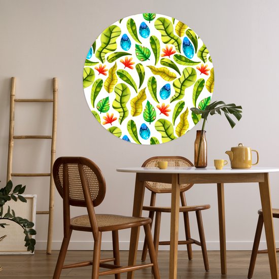 WallCircle® - Cercle de papier peint 100x100 cm - Stickers muraux Jungle - Design - Feuilles - Cercle mural - Accessoires chambre enfant - Décoration chambre bébé - Cercle mural autocollant