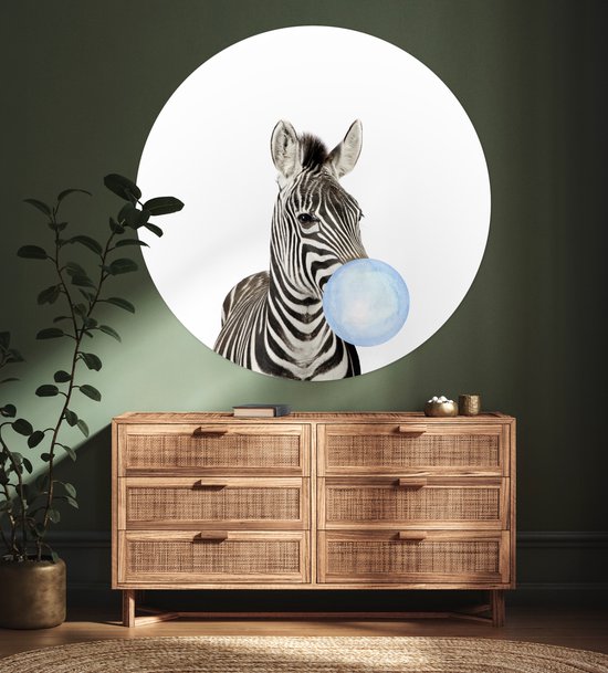 Papier peint autocollant kids - Décoration maison - Zebra - Animaux sauvages - Garçons - Chewing gum - Blauw - Enfant - 120x120 cm - Décoration murale chambre filles - Décoration chambres d'enfants