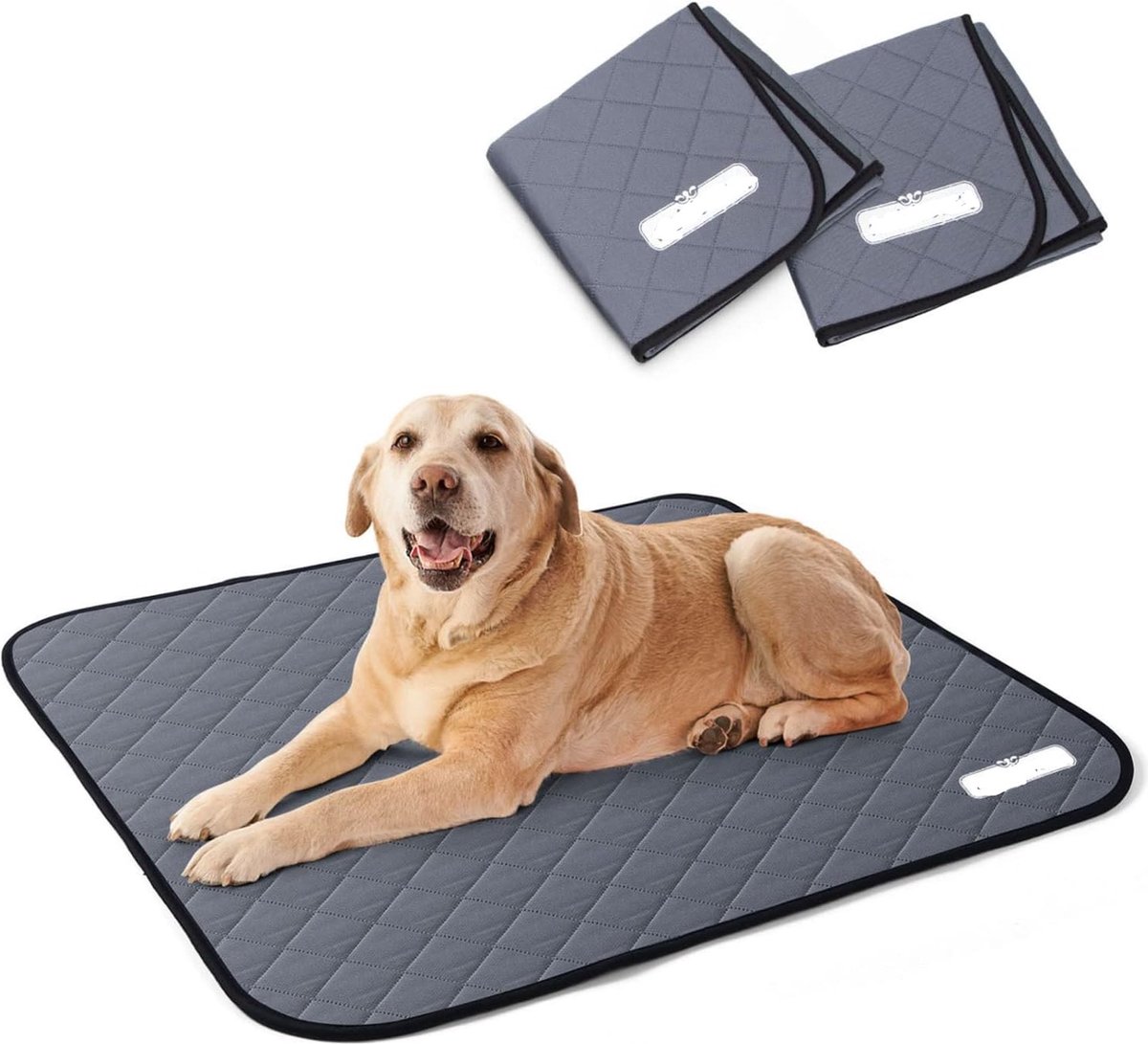 2x Absorberende Hondenmatten, Wasbare Hondenurine Trainingspads, Hygiënemat voor Huisdieren, Herbruikbare Puppy Opleider, Verpakking van 2, L (81 x 72 cm)