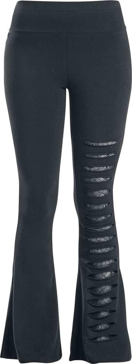 Gothicana Zwarte legging met flare en cut-outs - Dames - 3XL