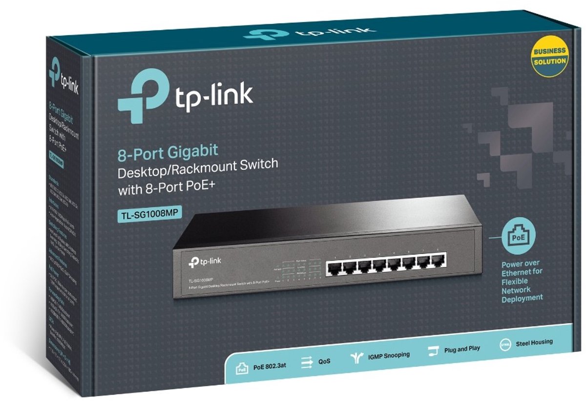 TP-Link 8-Port Gigabit Desktop/Rackmount Switch with 8-Port PoE+ TL-SG1008MP thumbnail 2