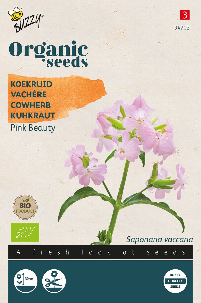 Buzzy® Organic Saponaria, Koekruid Pink Beauty (BIO) - Delicate roze bloemen die bijen aantrekken