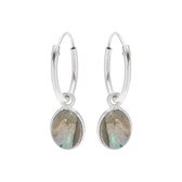 Boucles d'oreilles en argent | Boucles d'oreilles avec pendentif | Boucles d'oreilles en argent avec pendentif, pierre labradorite ovale