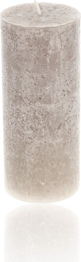 Stompkaarsen Beige Ø7 cm x 16 cm - 68 Uur Brandtijd | Woonaccessoires voor Kerst | Kaars Rond